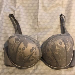 Cacique boost plunge gray lace bra